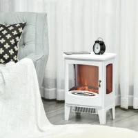 HOMCOM Cheminée électrique poêle Style néo-rétro 900-1800 W Simulation Flammes LED luminosité réglable Acier ABS Blanc(m-2)