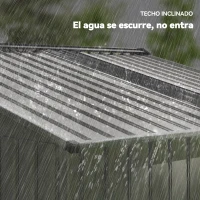 Outsunny Cobertizo de Jardín 4,9 m² 277x195x192 cm con 2 Puertas Corredizas Techo Inclinado y 4 Ventanas Gris Plata(m-8)