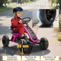 AIYAPLAY Kart Pedales con Ruedas Antideslizantes de EVA Marco Metálico Carga 30 kg para Niños y Niñas de 2-5 Años Rosa(m-6)