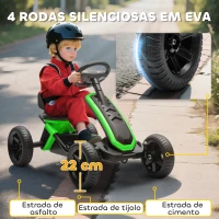 AIYAPLAY Kart Pedais Kart com Rodas Antiderrapantes de EVA Estrutura Metálica Carga 30 kg para Crianças de 2-5 Anos 85,5x49x57 cm Verde(m-6)