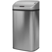 HOMCOM Cubo de Basura Cocina Automático 48 L Sensor Infrarrojo Cierre Automático Antihuellas Acero Inoxidable Plata(m-11)