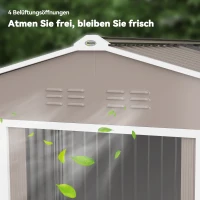 Outsunny Geräteschuppen aus Metall mit Schiebetüren und Belüftungsfenstern, 277 x 195 x 192 cm, Hellgrau(m-9)