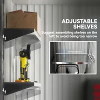 Outsunny Metal Garden Shed, Outdoor Lean-to Shed for Tool Motor Bike, with Adjustable Shelf, Lock, Gloves, 5'x3'x6',  Dark Grey(m-5)