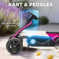 AIYAPLAY Kart Pedales con Ruedas Antideslizantes de EVA Marco Metálico Carga 30 kg para Niños y Niñas de 2-5 Años Rosa(m-4)