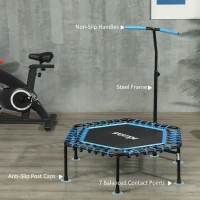 SPORTNOW 45" Rebounder Trampoline for Adults, Quiet Bungee Rebounder with LED Lights and Adjustable Handle, Blue(m-7)