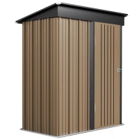 Outsunny 5 x 3ft Corrugated Steel Storage Shed, with Lock - Brown(m-1)