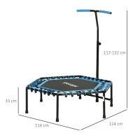 SPORTNOW 45" Rebounder Trampoline for Adults, Quiet Bungee Rebounder with LED Lights and Adjustable Handle, Blue(m-3)