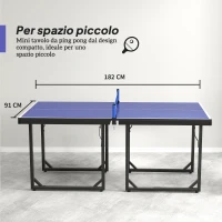 HOMCOM Tavolo da Ping Pong Pieghevole per Interni, Tavolo Ping Pong con Rete, Montaggio Non Richiesto, 182x91 cm, Blu e Viola(m-5)