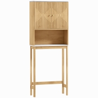 HOMCOM Mueble WC sobre el inodoro mueble de baño almacenamiento con armario de doble puerta estantes 66 x 25 x 168 cm, roble
