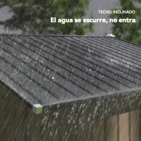 Outsunny Cobertizo de Jardín 4,9 m² 277x195x192 cm con 2 Puertas Corredizas Techo Inclinado y 4 Ventanas Marrón(m-7)