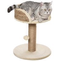 PawHut Arbre Chat Sisal Pompon+Plateforme 40x40x49cm Beige