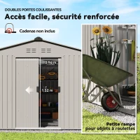 Outsunny Abri de jardin 5,4 m² dim. 2,77 x 1,95 x 1,92 m fondation incluse porte coulissante ventilations tôle acier, anthracite(m-6)