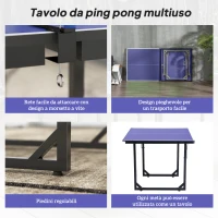 HOMCOM Tavolo da Ping Pong Pieghevole per Interni, Tavolo Ping Pong con Rete, Montaggio Non Richiesto, 182x91 cm, Blu e Viola(m-6)