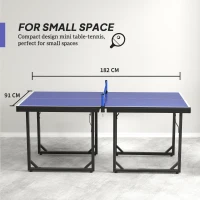 HOMCOM 6ft Table Tennis Table, Ping Pong Table with Net, Foldable and Portable Ping Pong Set for Indoor Outdoor Use, Easy Assemble, Midsize, Blue(m-5)