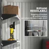 Outsunny Casetta da Giardino Porta Attrezzi in Acciaio con Porta Bloccabile, 161x95x163/181cm, Grigio(m-5)