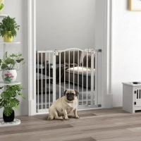PawHut Barrera de Seguridad para Perros 74-94 cm con Extensión Montaje a Presión Doble Bloqueo para Puerta Escalera Blanco(m-2)