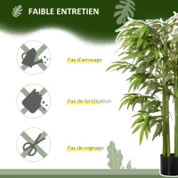 HOMCOM Plante artificielle bambou arbre artificiel 140 cm avec pot, fausse plante vert décoration d'intérieur(m-6)