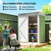 Outsunny Metal Garden Shed, Outdoor Lean-to Shed for Tool Motor Bike, with Adjustable Shelf, Lock, Gloves, 5'x3'x6', Green(m-4)