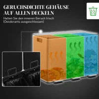 HOMCOM Pedaalemmer 3 x 20 L met geurvakken, vingerafdrukbestendig RVS, soft‑close, uitneembare binnenemmers – Zilver(m-5)