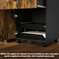 HOMCOM Dulăpior de Birou cu 4 Roți, Raft Deschis și 2 Sertare, Mobilier de Birou din Lemn și Metal, 40x35x60 cm, Maro(m-7)