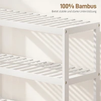 HOMCOM 3-laags Bamboerek, Schoenenrek, Opbergrek, Gelakte Afwerking, Wit(m-4)