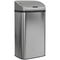 HOMCOM Cubo de Basura Cocina Automático 48 L Sensor Infrarrojo Cierre Automático Antihuellas Acero Inoxidable Plata