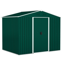 Outsunny Abrigo de Jardim de 3,6 m² 236x174x190 cm para Armazenamento de Ferramentas com Portas de Correr e 4 Janelas de Ventilação Verde