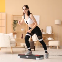 Stepper Fitness Aerobic - Aosom.fr x FFHandball - hauteur reglable surface antiderapante 80 x 31 x 20 cm noir gris clair(m-8)