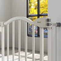 PawHut Barrera de Seguridad para Perros 74-94 cm con Extensión Montaje a Presión Doble Bloqueo para Puerta Escalera Blanco(m-4)