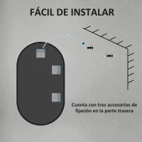 HOMCOM Espejo de Baño Ovalado 60x90 cm Espejo Decorativo de Pared con Marco de Aluminio para Salón Horizontal o Vertical Negro(m-7)