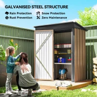 Outsunny 5 x 3ft Corrugated Steel Storage Shed, with Lock - Brown(m-4)
