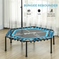SPORTNOW 45" Rebounder Trampoline for Adults, Quiet Bungee Rebounder with LED Lights and Adjustable Handle, Blue(m-6)