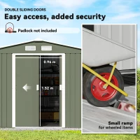 Outsunny 9 x 6ft Metal Garden Shed, Outdoor Storage Tool House with Ventilation Slots, Foundation Kit and Lockable Double Doors, Light Green(m-5)