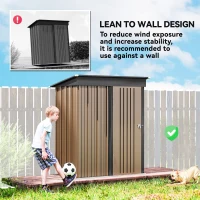 Outsunny 5 x 3ft Corrugated Steel Storage Shed, with Lock - Brown(m-6)