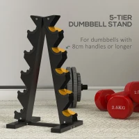 SPORTNOW 5-Tier Dumbbell Rack with 6 Hexagonal Rubber Dumbbells (2x4kg, 2x5kg, 2x6kg), Dumbbell Storage Stand Holder with Weights Sets for Home Gym Fitness, Black(m-4)