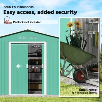 Outsunny Șopron pentru Unelte cu Acoperiș Înclinat și Uși Glisante Duble, 277x195x192 cm, Verde Închis(m-6)