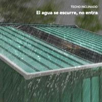 Outsunny Cobertizo de Jardín 4,9 m² 277x195x192 cm con 2 Puertas Corredizas Techo Inclinado y 4 Ventanas Verde(m-8)