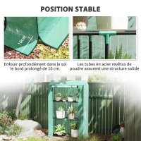 Outsunny Serre de jardin avec étagères 3 niveaux serre d'hivernage bâche renforcée en PE porte enroulable 100 x 40 x 150 cm vert(m-7)