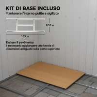 Outsunny Capanno Attrezzi con Tetto Inclinato, 2 Ingressi e Prese d'Aria, in Acciaio Zincato, 213x130x172 cm, Grigio(m-6)