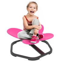 AIYAPLAY Chaise Pivotante Sensorielle pour Enfants, Forme Papillon, Favorise l'Equilibre et la Coordination, Plastique, Métal, Rose(m-6)