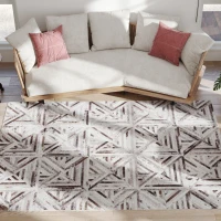 HOMCOM Modern Area Rug, Triangle Pattern Non-Slip Washable Rug, Chenille Floor Carpet for Living Room, Bedroom, Dining Room, Home Office, 230 x 160 cm, Brown(m-11)