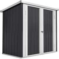Outsunny Abri de Jardin - cabane de jardin 1,26 m² - cabanon rangement outils 2 Portes verrouillables - dim. 147L x 86l x 134H cm - tôle d'acier Noir Blanc(m-1)