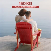 Outsunny Adirondack Tuinstoel Tuinsessel Outdoor-Sessel, 72 cm x 97 cm x 92 cm, Rood(m-7)