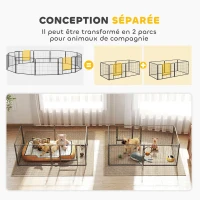 PawHut Luxe parc enclos modulable acier époxy porte verrouillable pour chiens, lapins, rongeurs, petits animaux, intérieur et extérieur 80 x 60 cm gris(m-9)