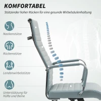 Vinsetto Bureaustoel, Draaistoel met Kantelfunctie, Hoogte Verstelbaar, Kunstleer, Tot 120 kg, Lichtgrijs(m-4)