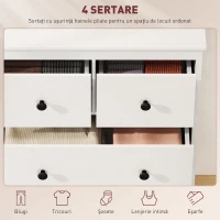 HOMCOM Comodă cu 4 Sertare pentru Dormitor din Lemn 74x35x97 cm Alb(m-4)