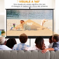 HOMCOM Telo Proiettore Pieghevole da 100" Formato 16:9 con Treppiede Regolabile, 235.8x8x136 cm, Nero(m-4)