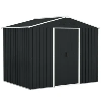 Outsunny Abrigo de Jardim de 3,6 m² 236x174x190 cm para Armazenamento de Ferramentas com Portas de Correr e 4 Janelas de Ventilação Cinza(m-10)
