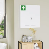 kleankin Armário para Medicamentos Armário de Primeiros Socorros de Parede em Aço de 3 Níveis com Fecho e 2 Chaves 55x18x60 cm Branco(m-7)
