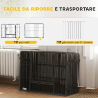 PawHut Recinto per Cani e Cuccioli con 12 Pannelli Modulabili e 2 Ingressi, 80x1.5x60cm(m-5)